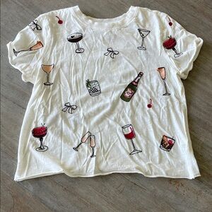 Maeve Anthropology Cocktail White T-Shirt